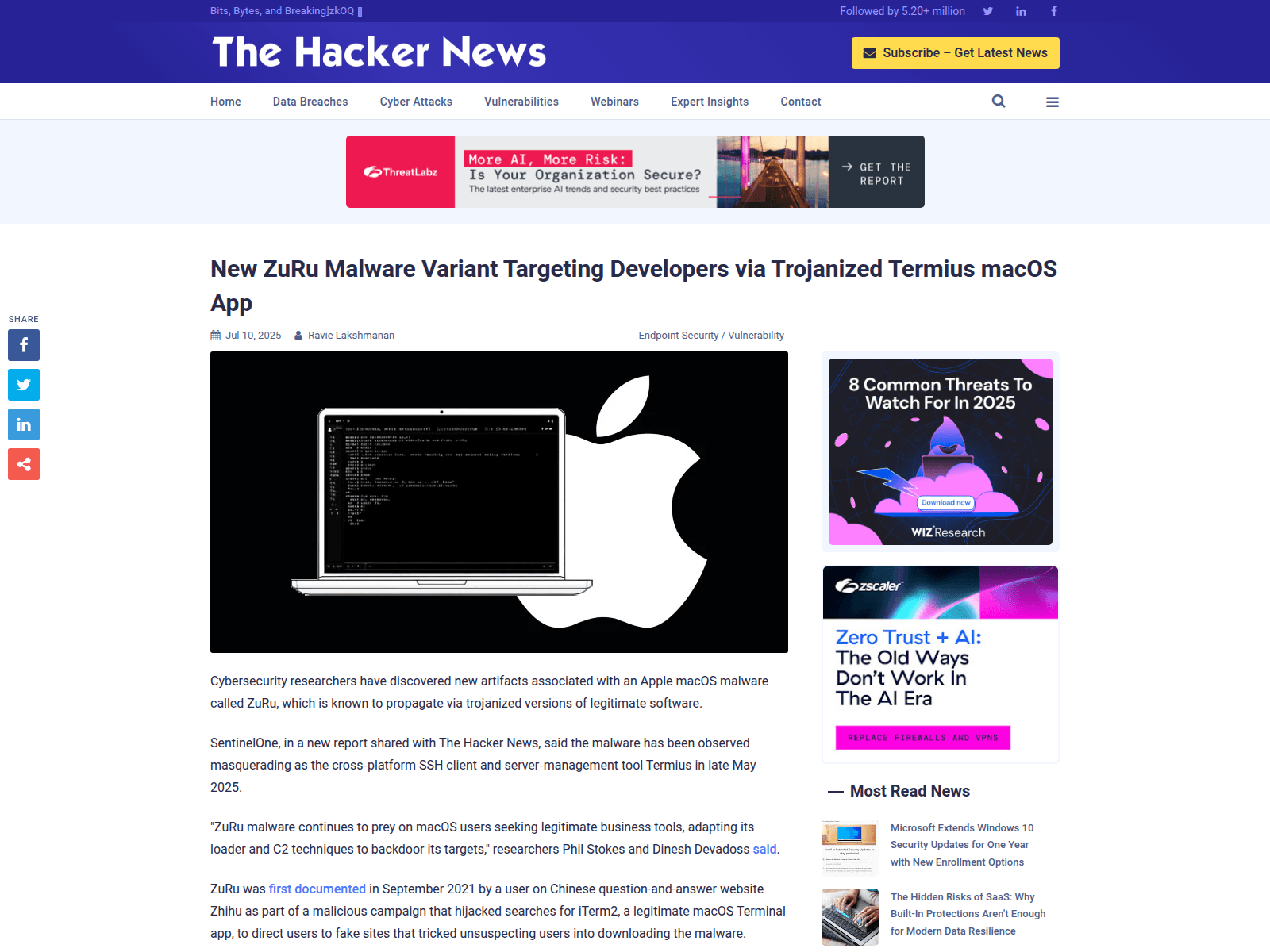 New ZuRu Malware Variant Targeting Developers via Trojanized Termius macOS App