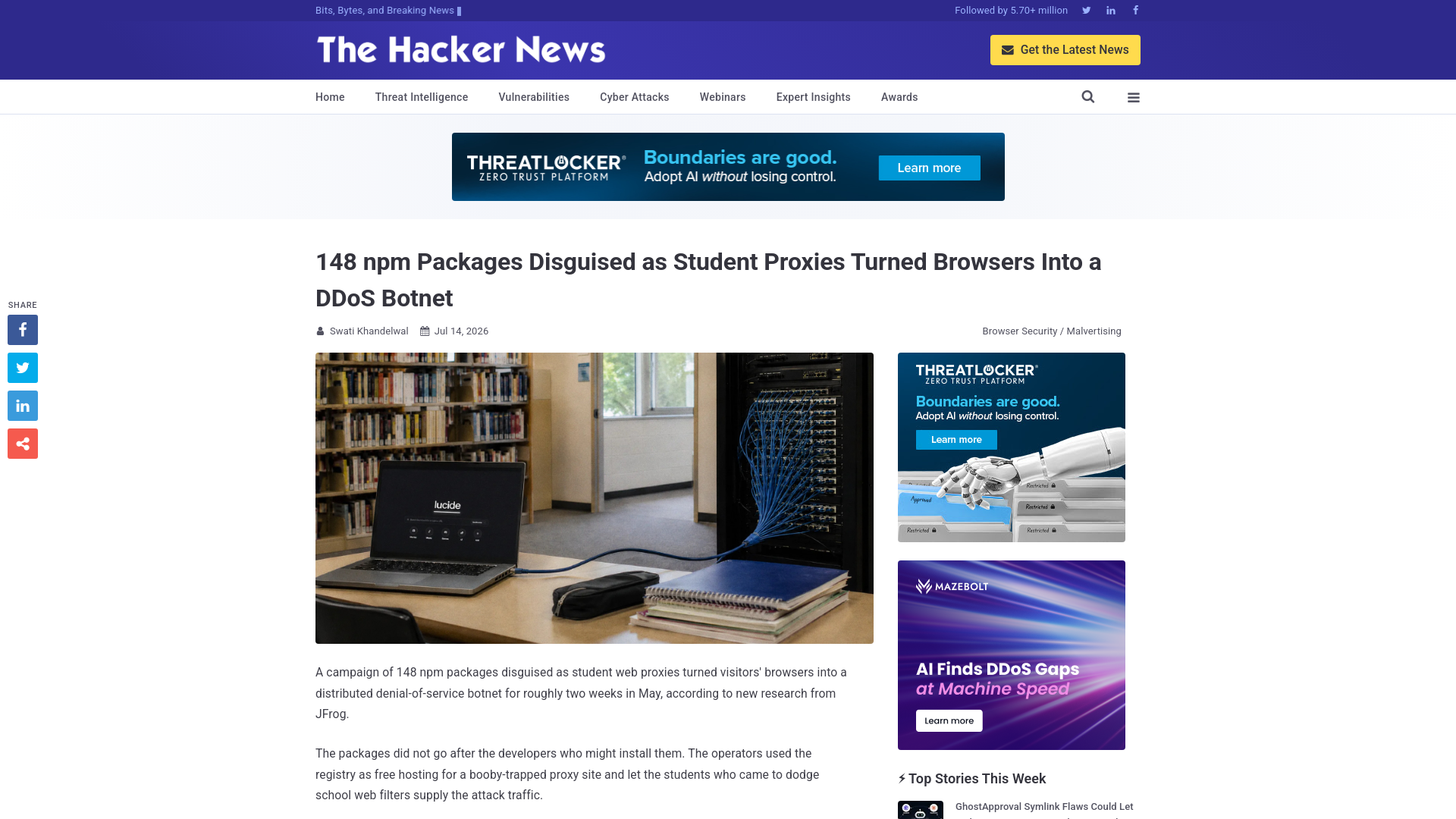 148 npm Packages Disguised as Student Proxies Turned Browsers Into a DDoS Botnet