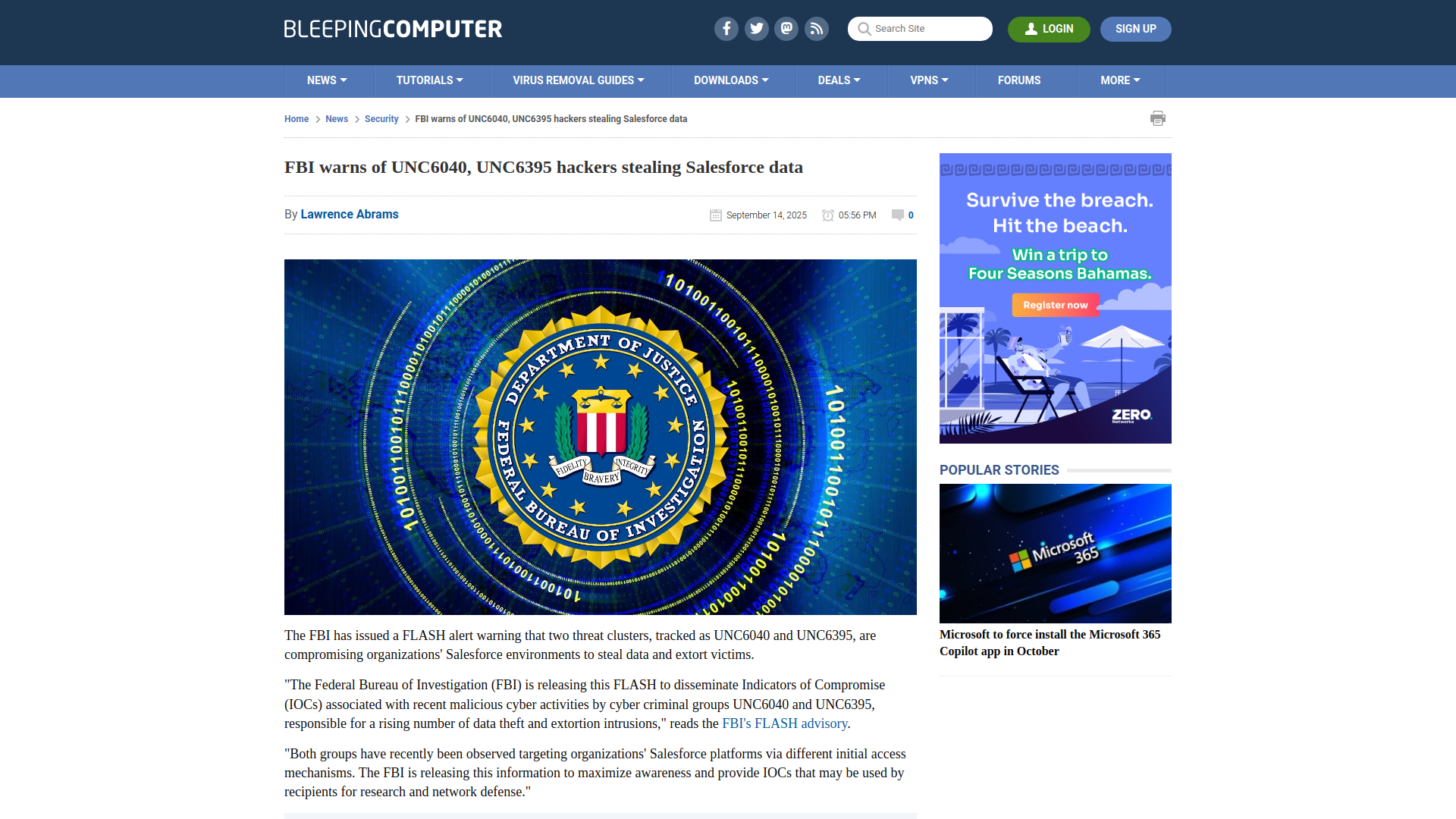 FBI warns of UNC6040, UNC6395 hackers stealing Salesforce data