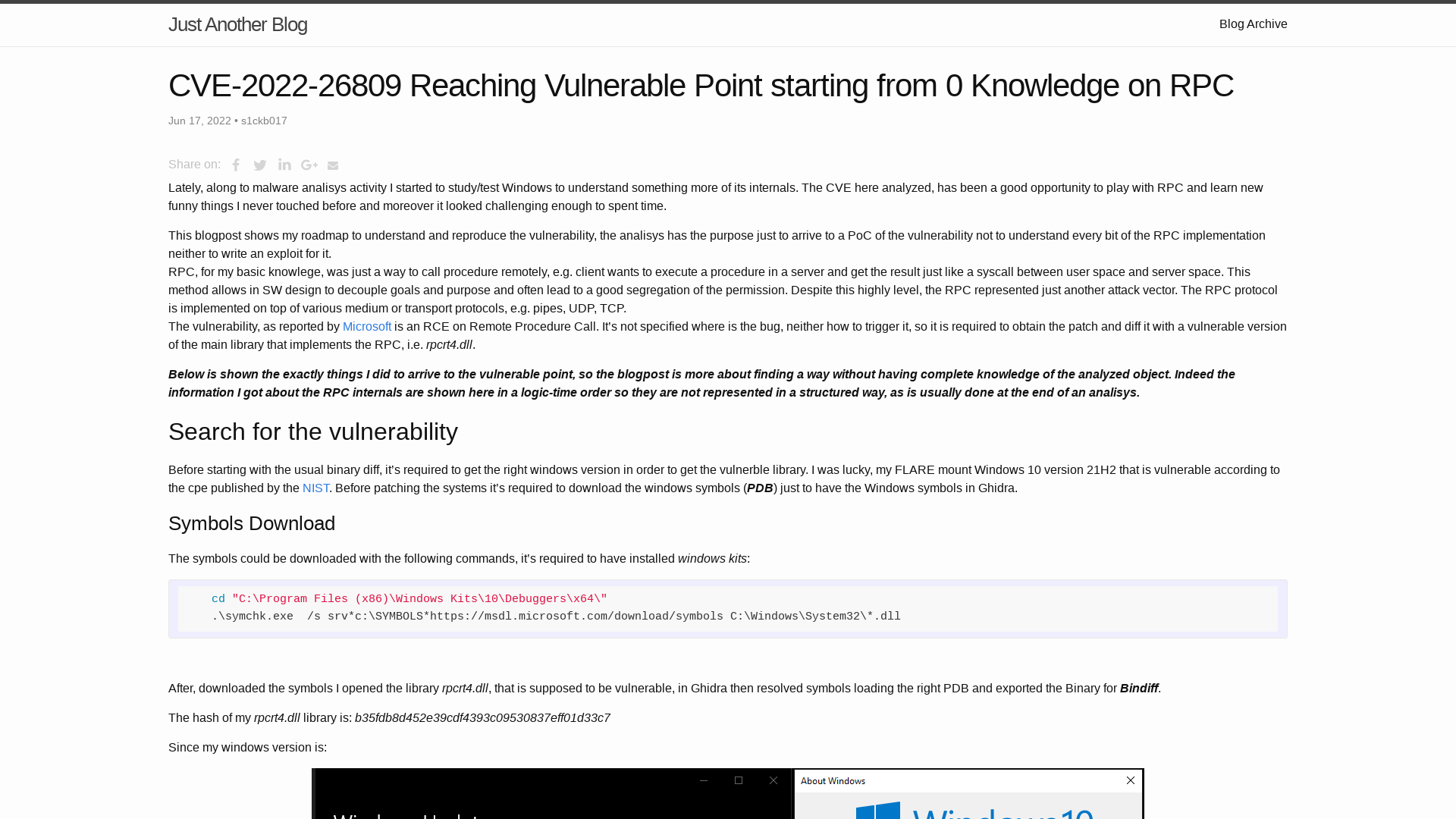 CVE-2022-26809 Reaching Vulnerable Point starting from 0 Knowledge on RPC | Just Another Blog