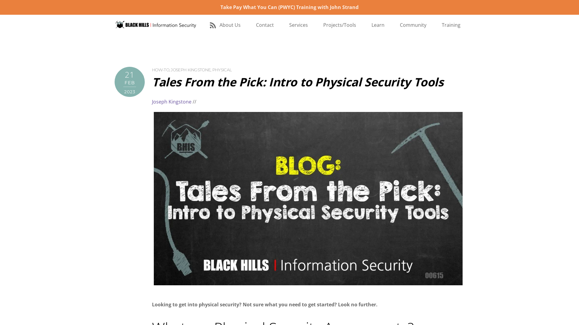 Tales From the Pick: Intro to Physical Security Tools  - Black Hills Information Security