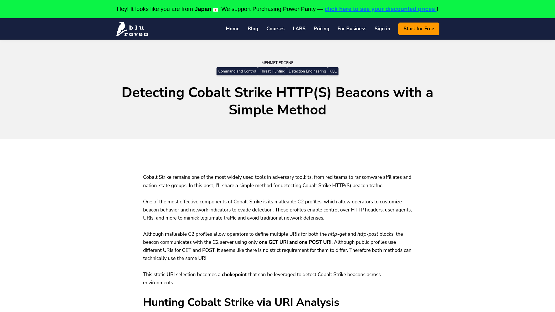 Detecting Cobalt Strike HTTP(S) Beacons with a Simple Method