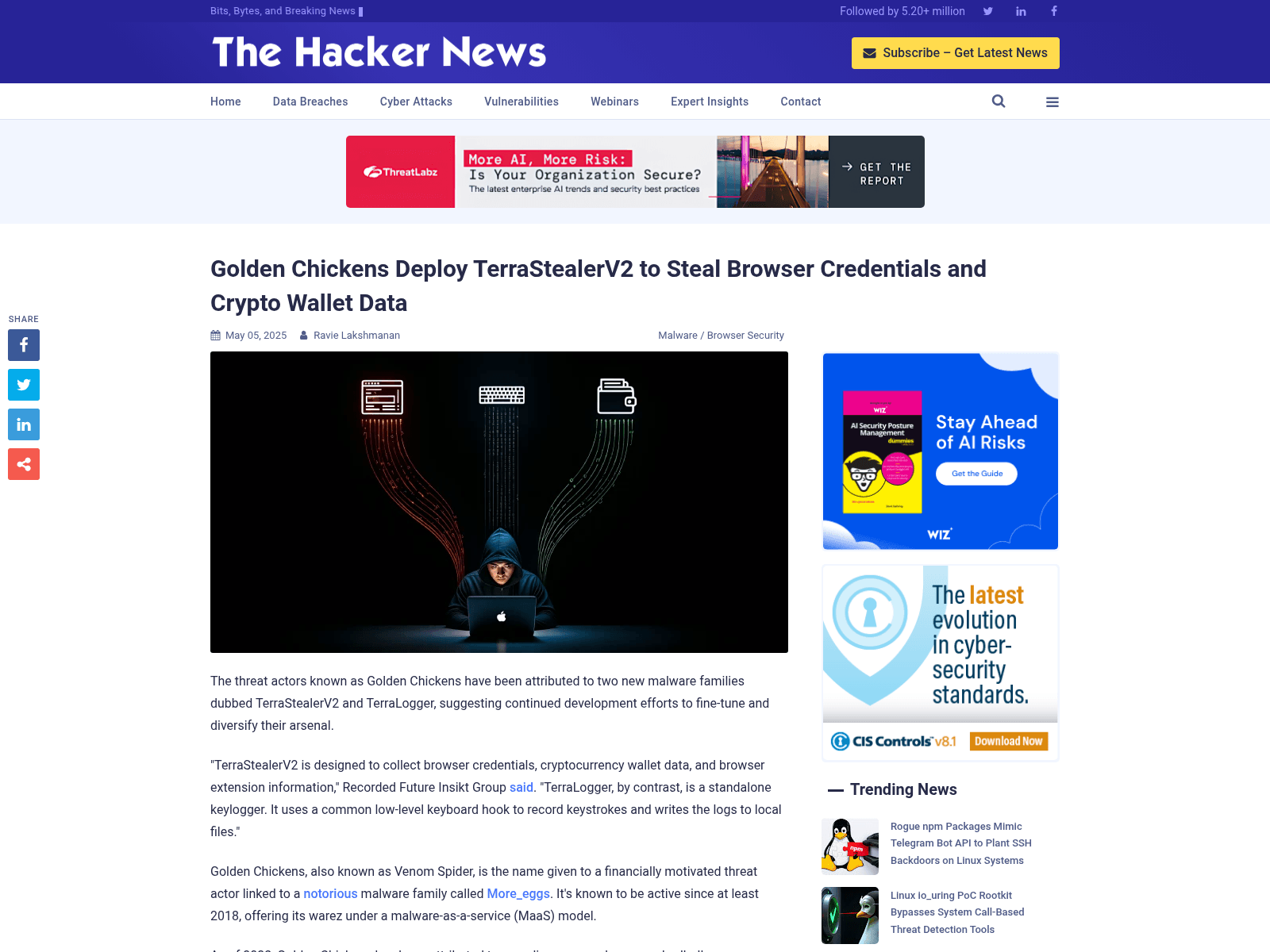 Golden Chickens Deploy TerraStealerV2 to Steal Browser Credentials and Crypto Wallet Data