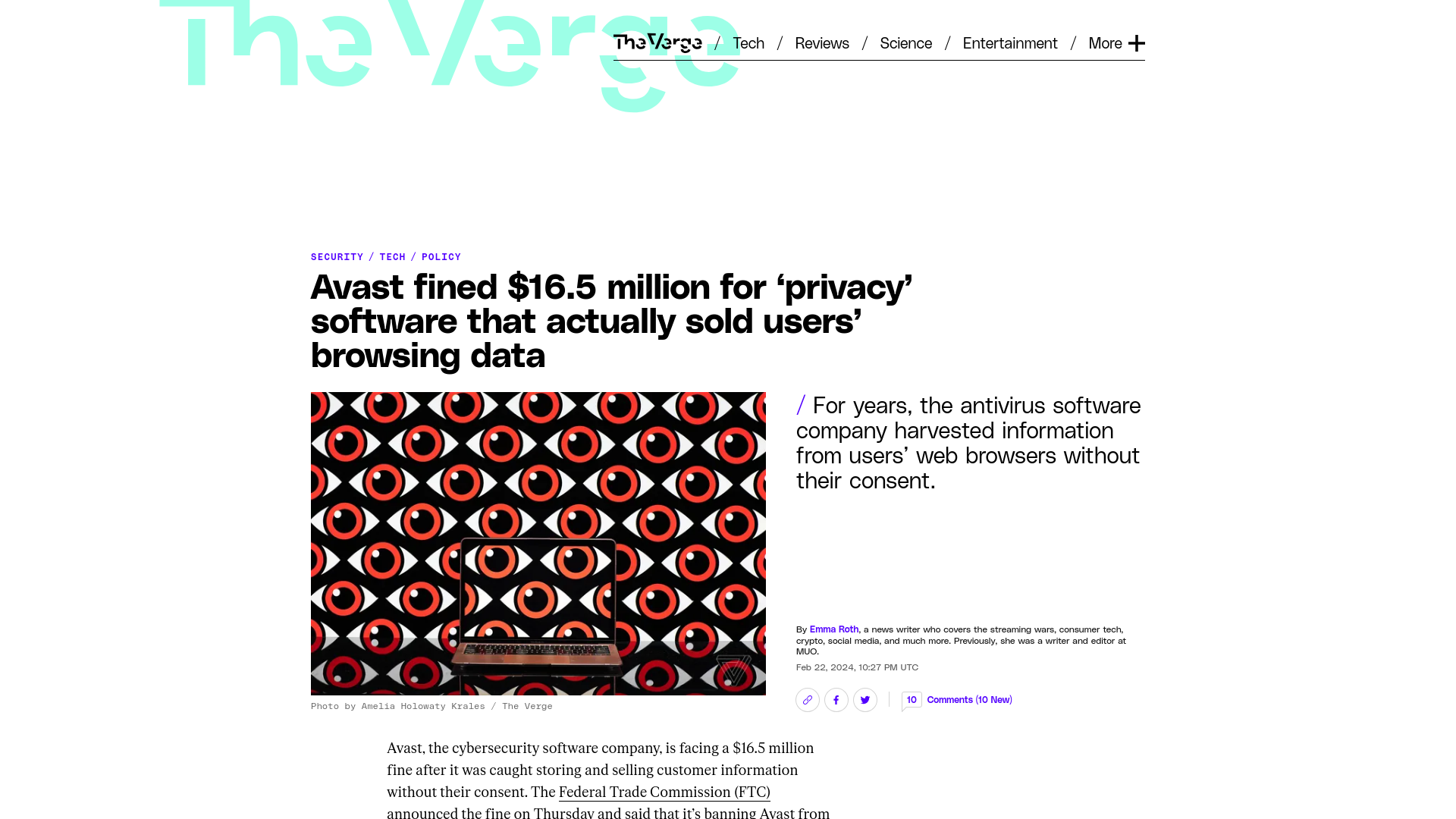 Avast fined $16.5 million for ‘privacy’ software that actually sold users’ browsing data - The Verge