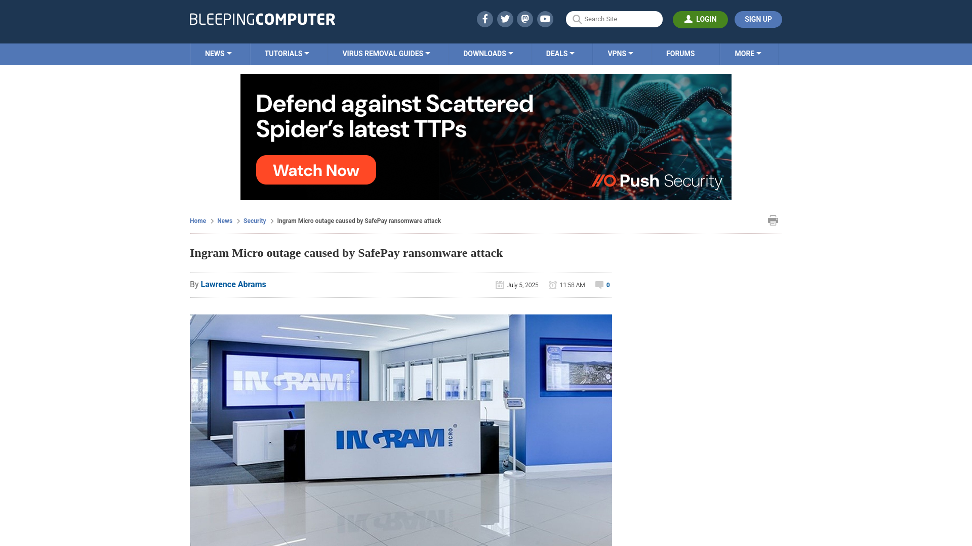 Ingram Micro outage caused by SafePay ransomware attack