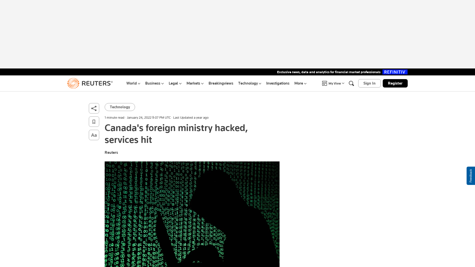 Canada's foreign ministry hacked, services hit | Reuters