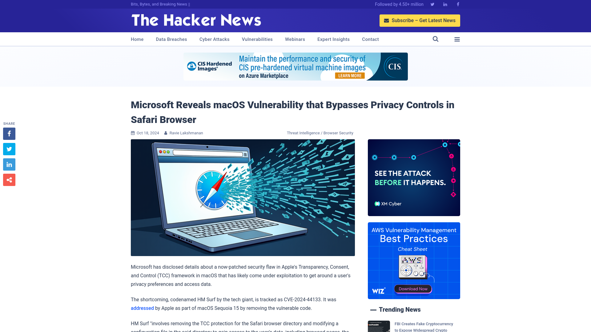 Microsoft Reveals macOS Vulnerability that Bypasses Privacy Controls in Safari Browser