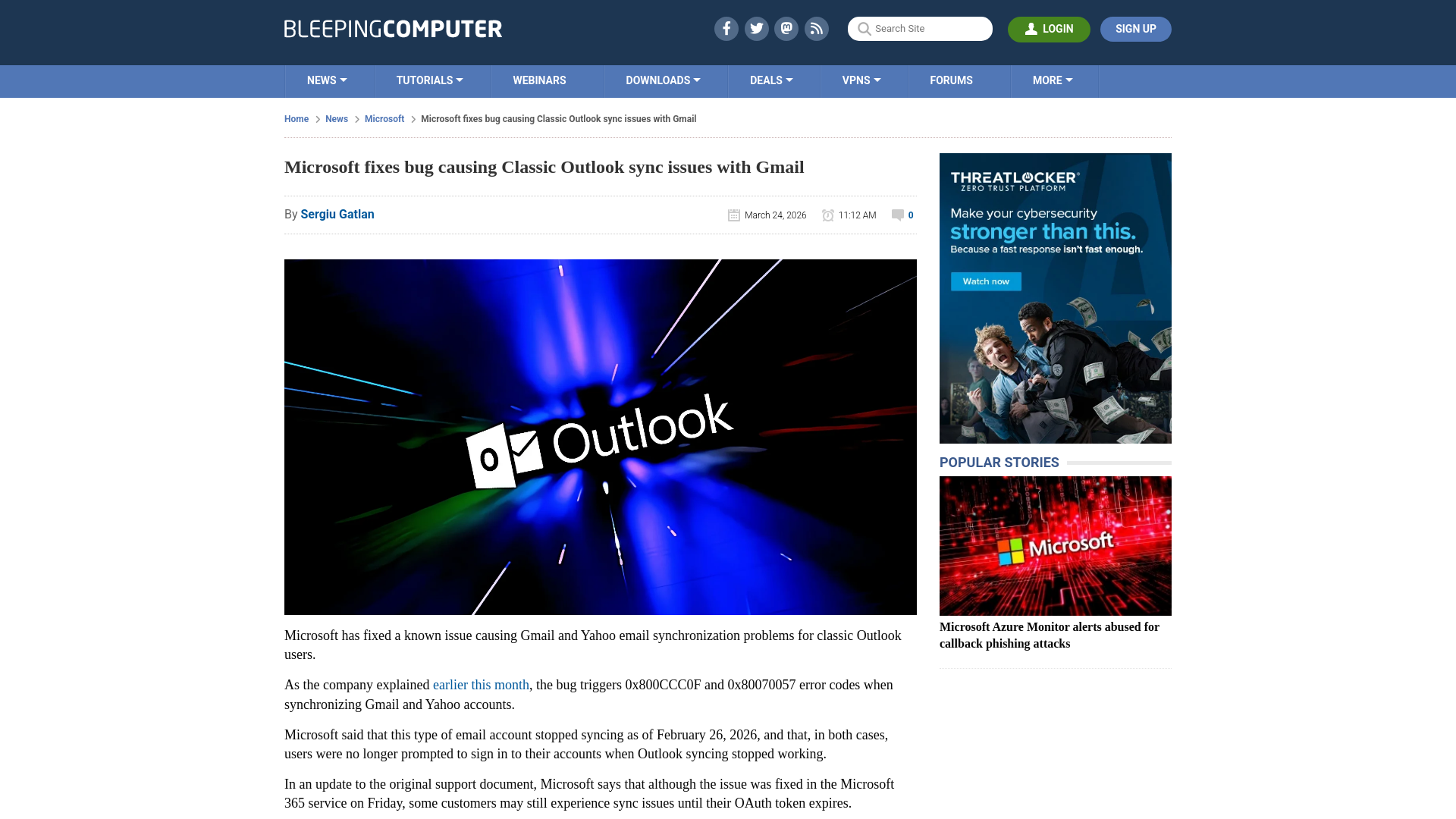 Microsoft fixes bug causing Classic Outlook sync issues with Gmail