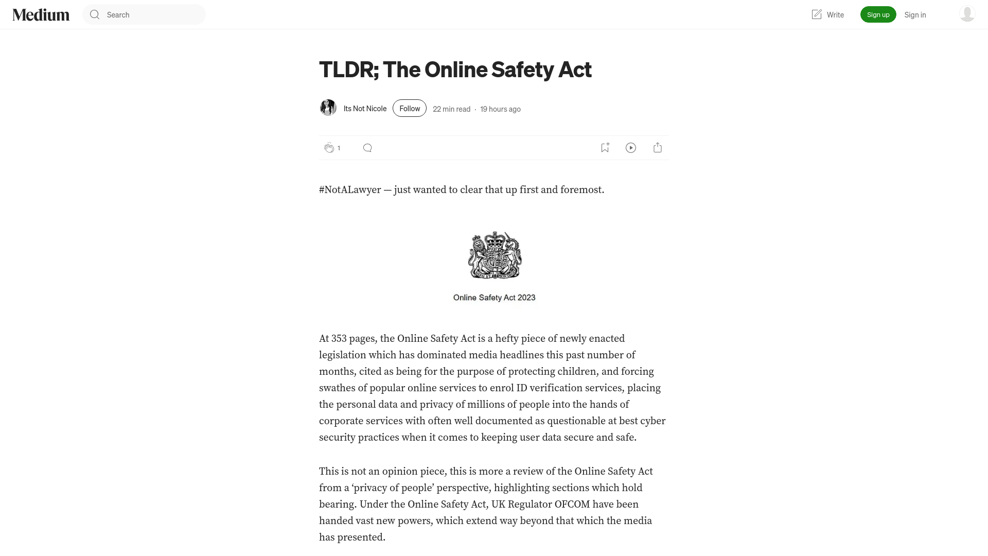 TLDR; The Online Safety Act | Medium