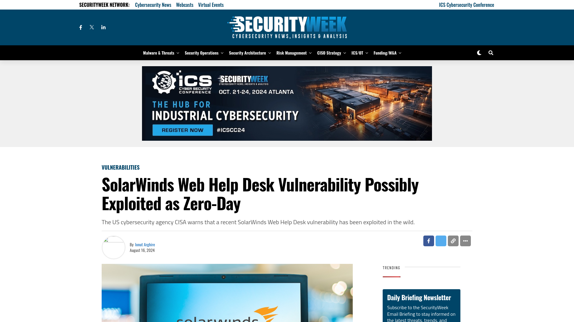 SolarWinds Web Help Desk Vulnerability Possibly Exploited as Zero-Day - SecurityWeek