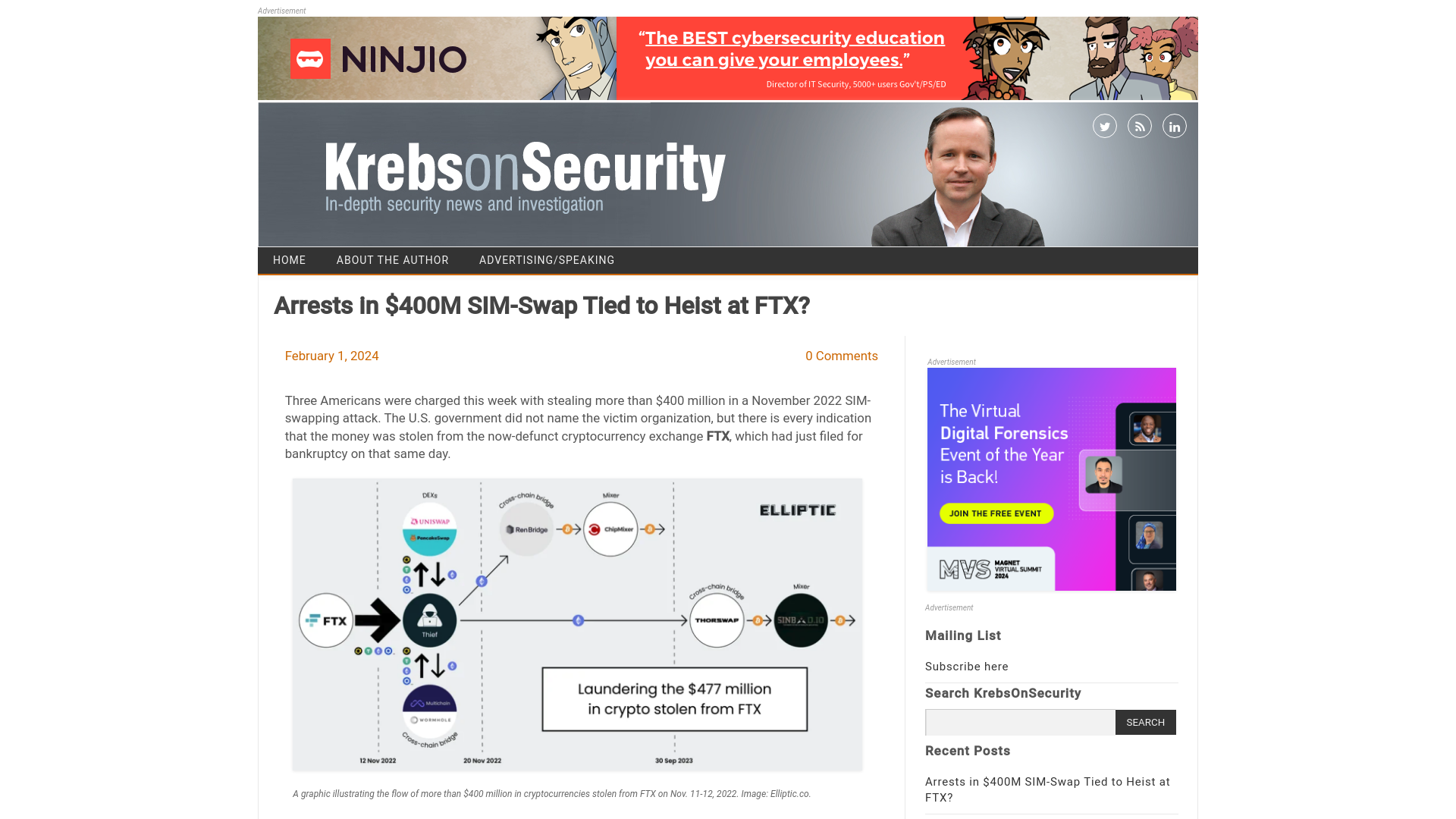 Arrests in $400M SIM-Swap Tied to Heist at FTX? – Krebs on Security