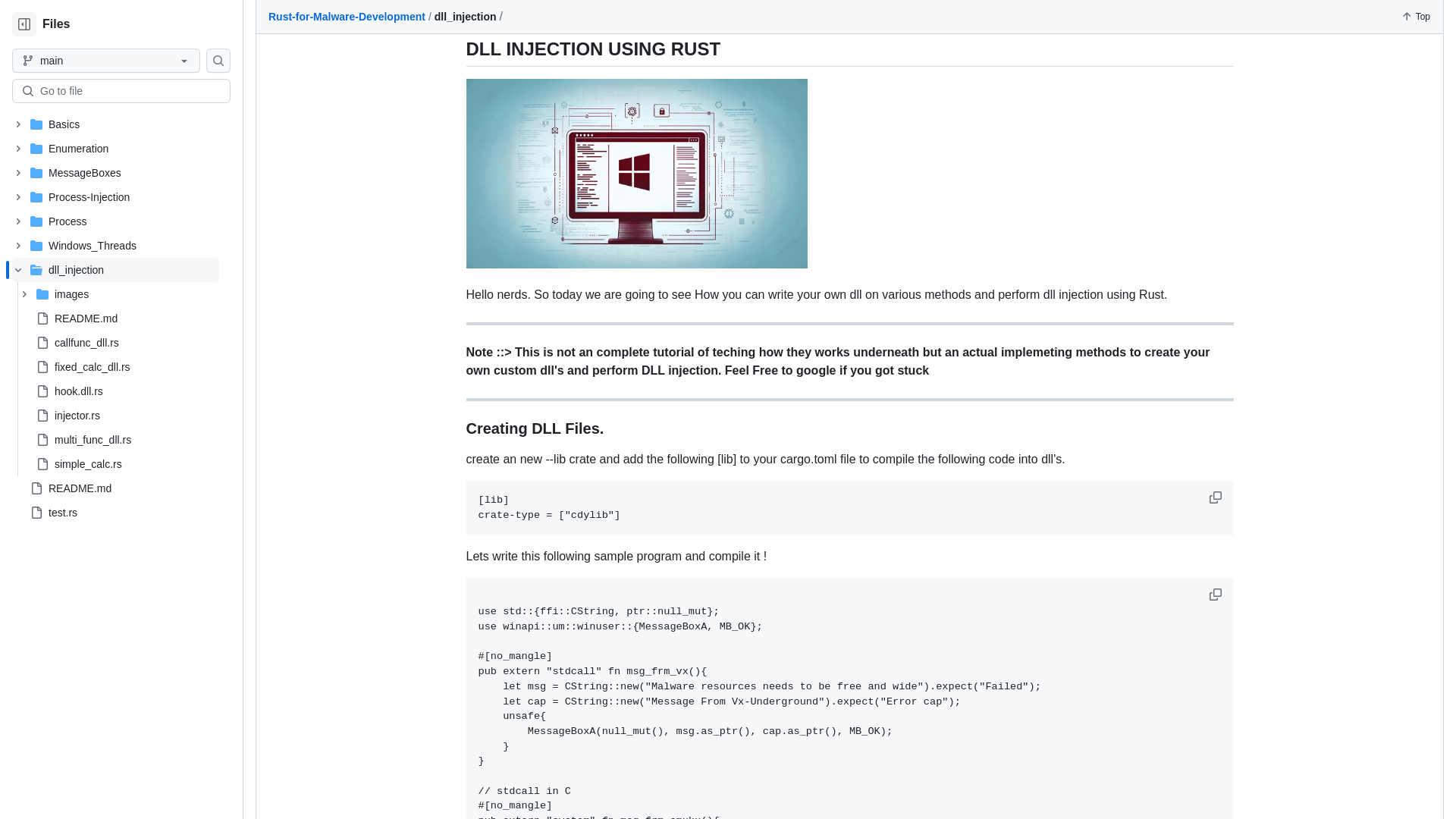 Rust-for-Malware-Development/dll_injection at main · Whitecat18/Rust-for-Malware-Development · GitHub