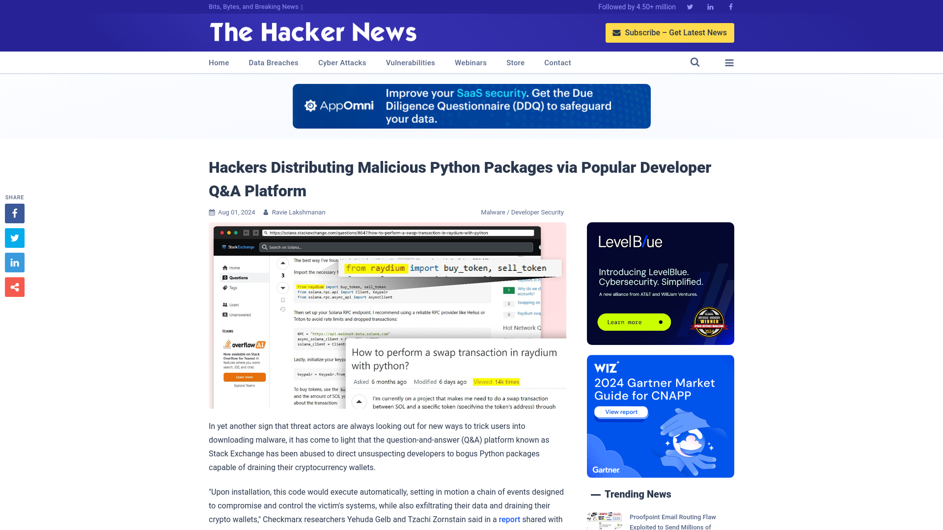 Hackers Distributing Malicious Python Packages via Popular Developer Q&A Platform