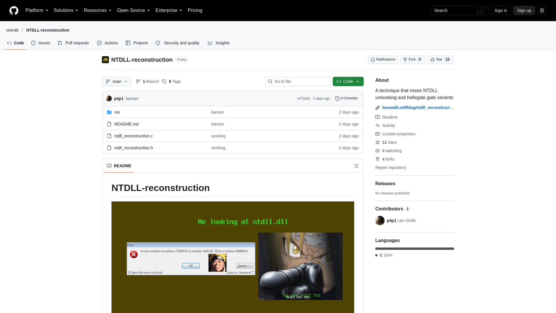 GitHub - sk4r4b/NTDLL-reconstruction: A technique that mixes NTDLL unhooking and hellsgate gate varients · GitHub