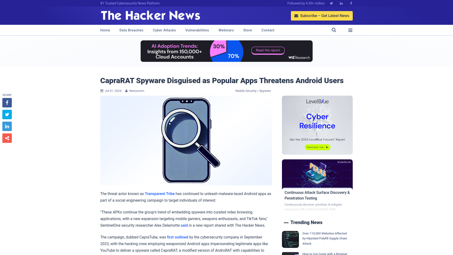 CapraRAT Spyware Disguised as Popular Apps Threatens Android Users