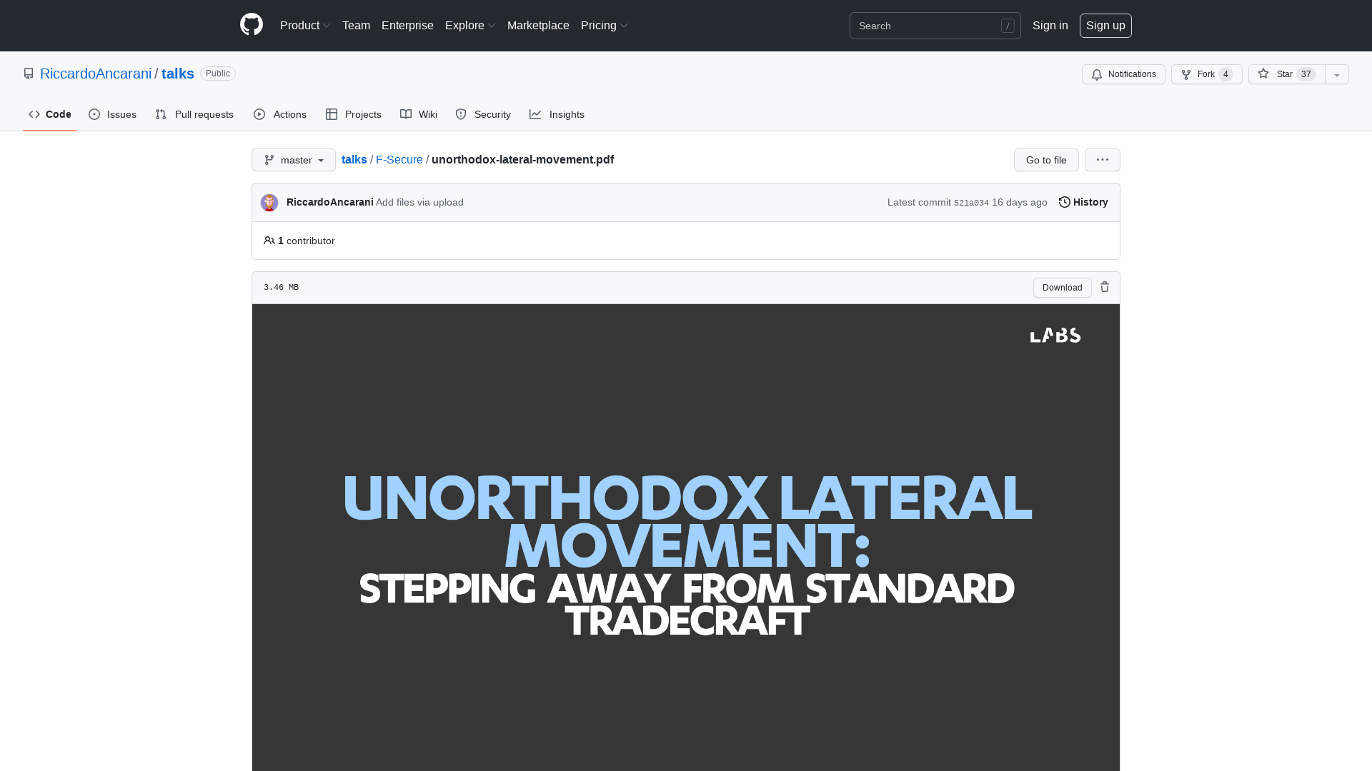 talks/unorthodox-lateral-movement.pdf at master · RiccardoAncarani/talks · GitHub