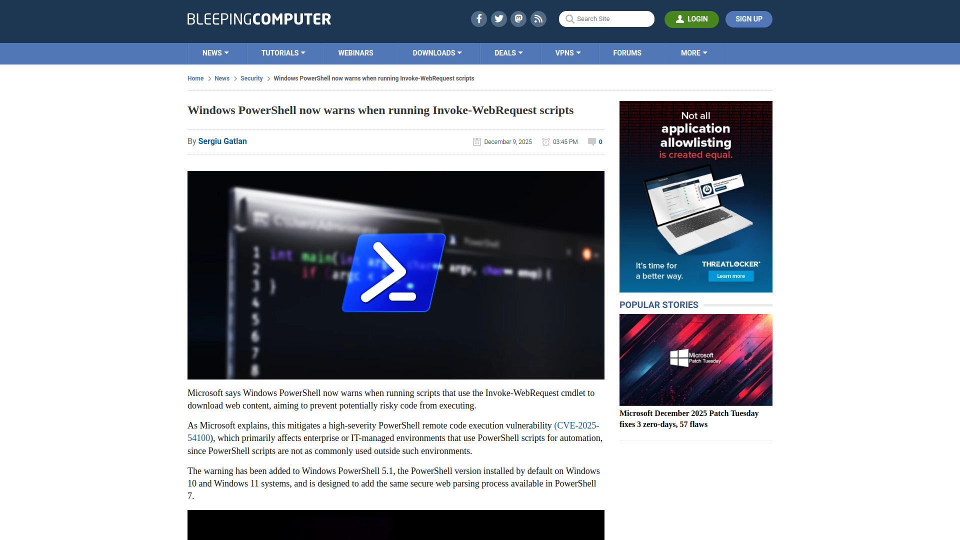 Windows PowerShell now warns when running Invoke-WebRequest scripts