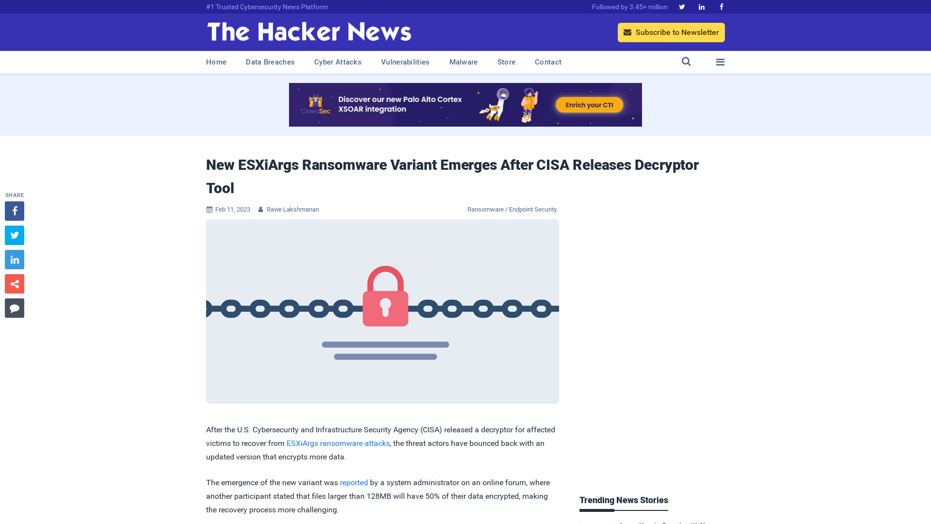 New ESXiArgs Ransomware Variant Emerges After CISA Releases Decryptor Tool