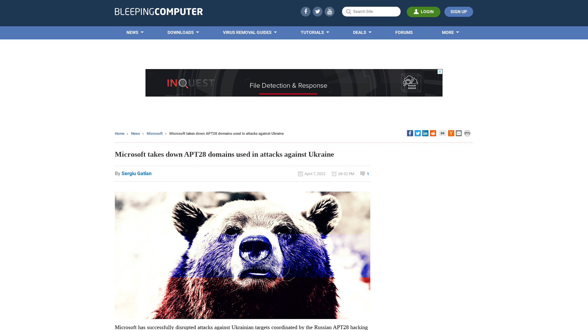 Microsoft takes down APT28 domains used in attacks against Ukraine