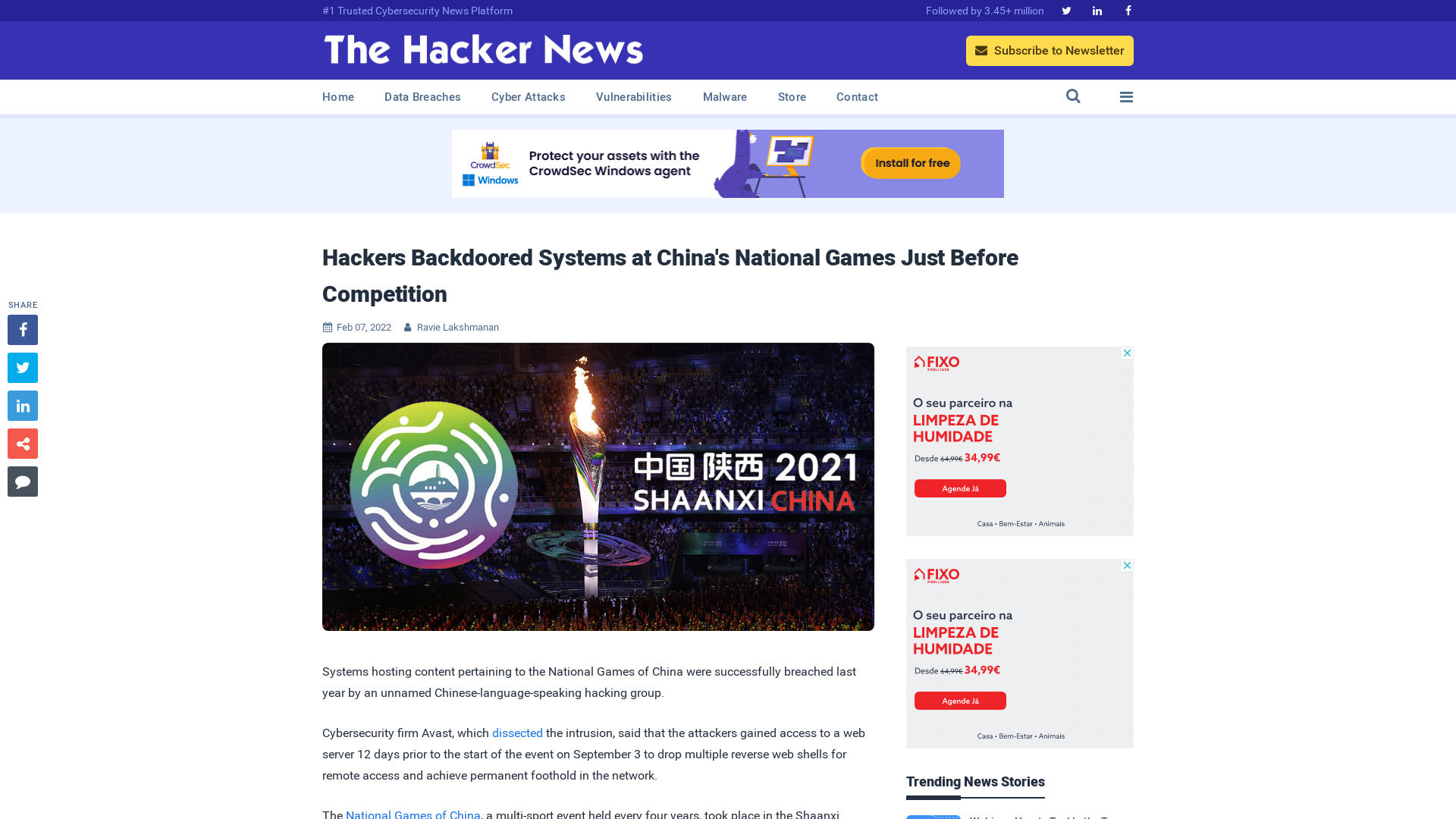 Hackers Backdoored Systems at China's National Games Just Before Competition