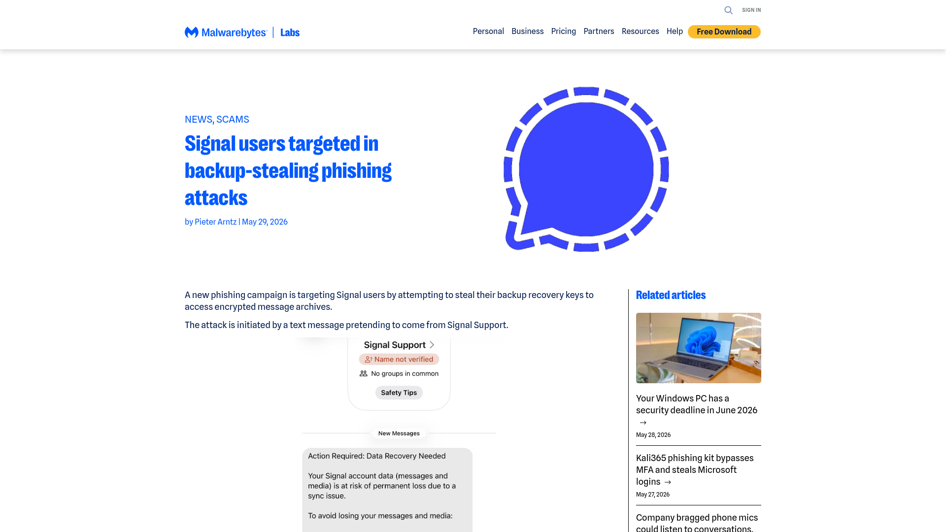 Signal users targeted in backup-stealing phishing attacks | Malwarebytes