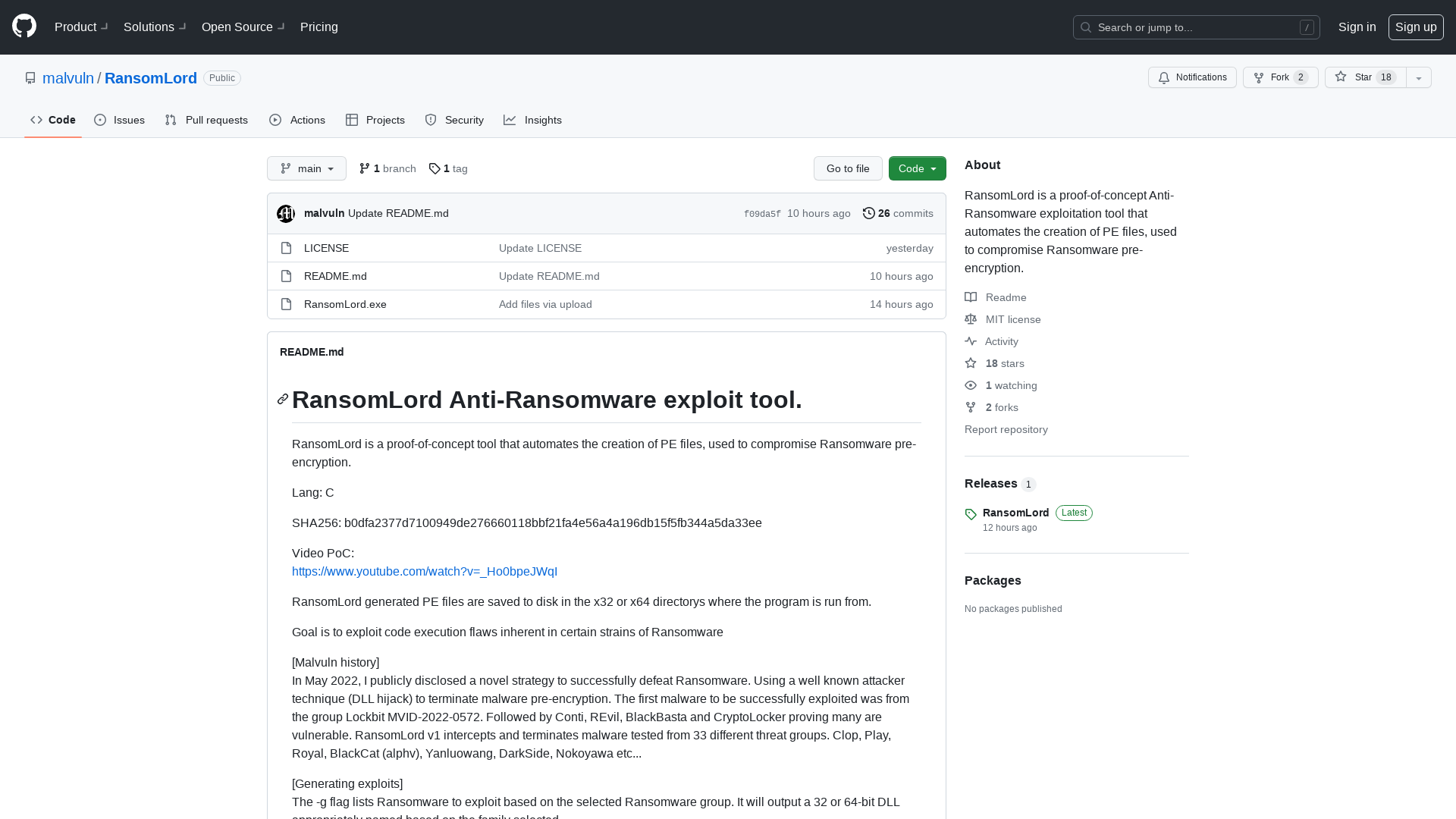 GitHub - malvuln/RansomLord: RansomLord is a proof-of-concept Anti-Ransomware exploitation tool that automates the creation of PE files, used to compromise Ransomware pre-encryption.