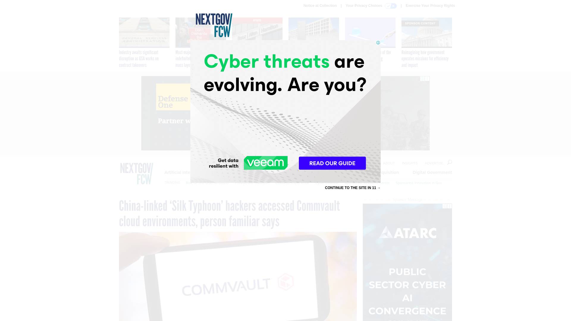 China-linked ‘Silk Typhoon’ hackers accessed Commvault cloud environments, person familiar says - Nextgov/FCW