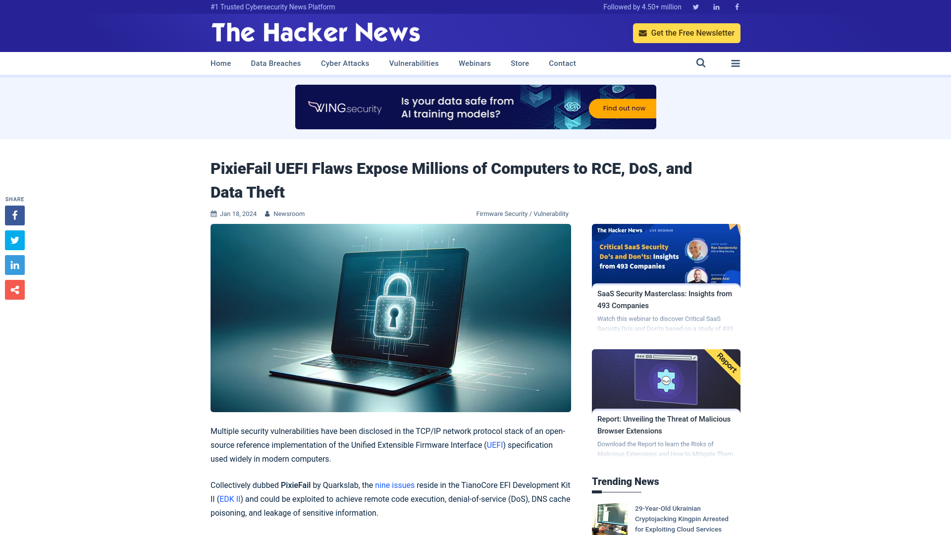 PixieFail UEFI Flaws Expose Millions of Computers to RCE, DoS, and Data Theft