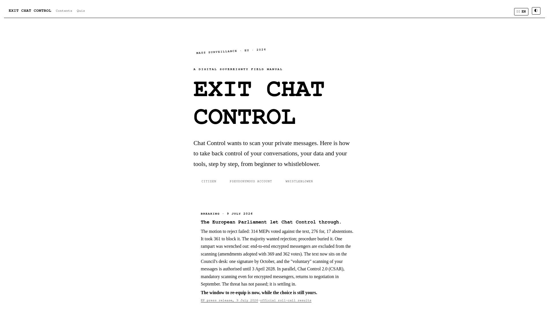 Exit Chat Control · Become Ungovernable