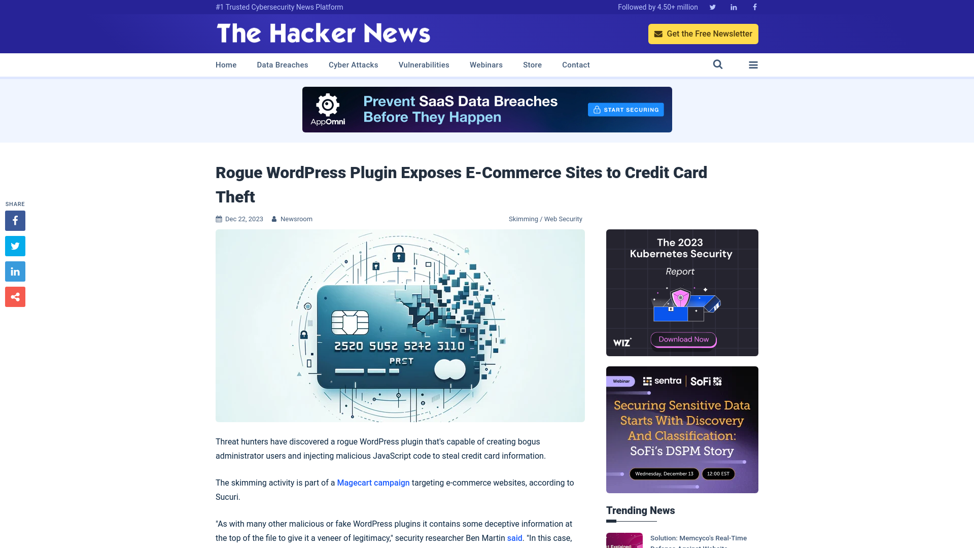 Rogue WordPress Plugin Exposes E-Commerce Sites to Credit Card Theft