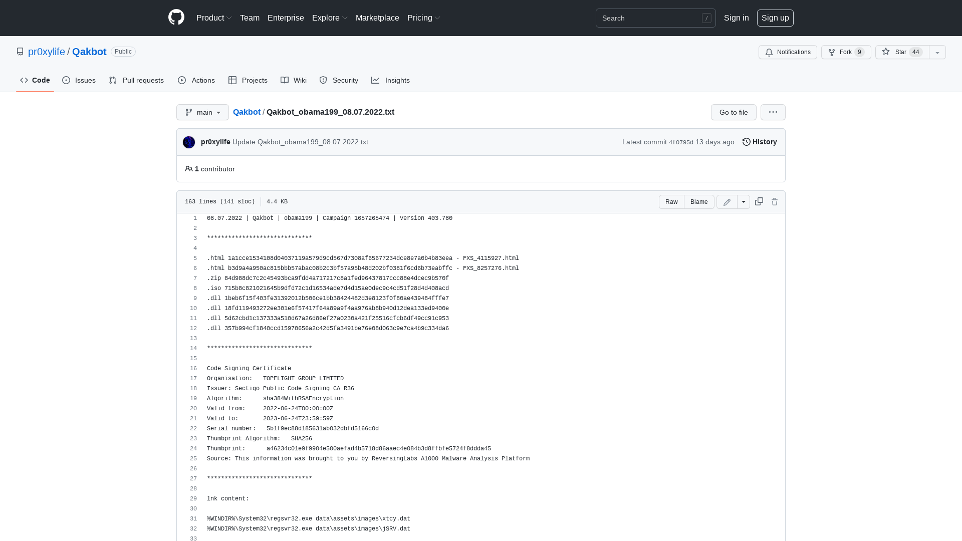 Qakbot/Qakbot_obama199_08.07.2022.txt at main · pr0xylife/Qakbot · GitHub