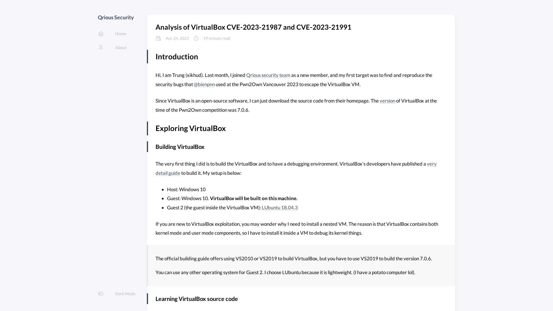 Analysis of VirtualBox CVE-2023-21987 and CVE-2023-21991