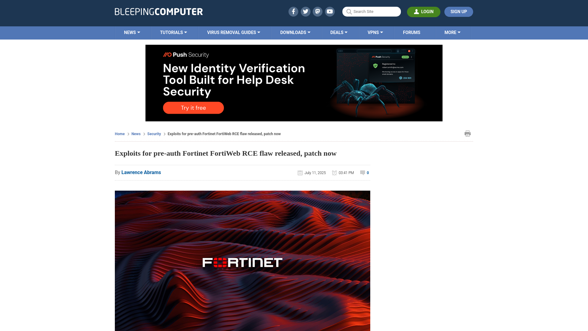 Exploits for pre-auth Fortinet FortiWeb RCE flaw released, patch now