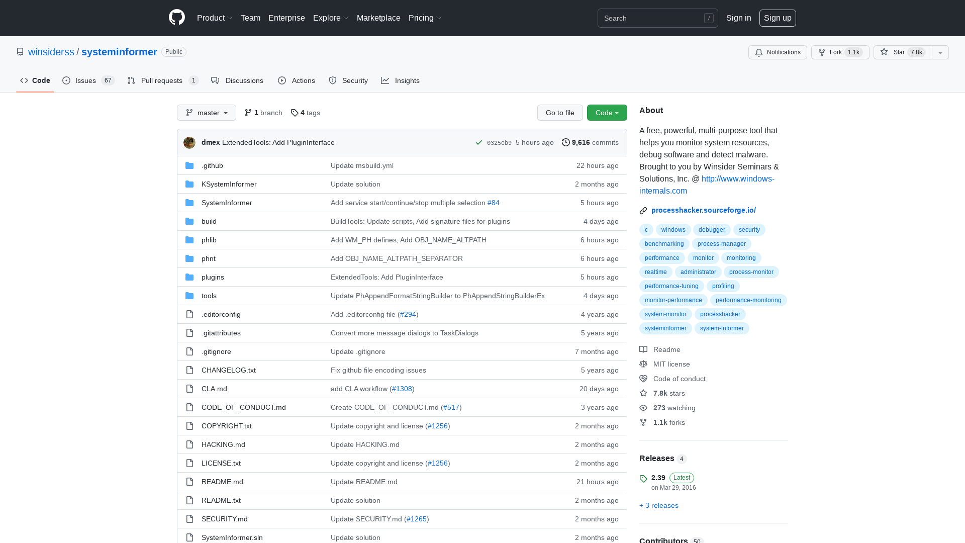 GitHub - winsiderss/systeminformer: A free, powerful, multi-purpose tool that helps you monitor system resources, debug software and detect malware. Brought to you by Winsider Seminars & Solutions, Inc. @ http://www.windows-internals.com