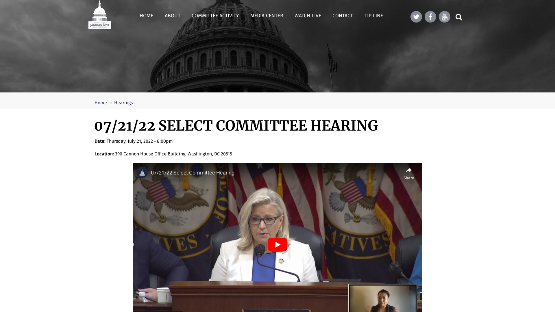 07/21/22 Select Committee Hearing | Select Committee to Investigate the January 6th Attack on the United States Capitol