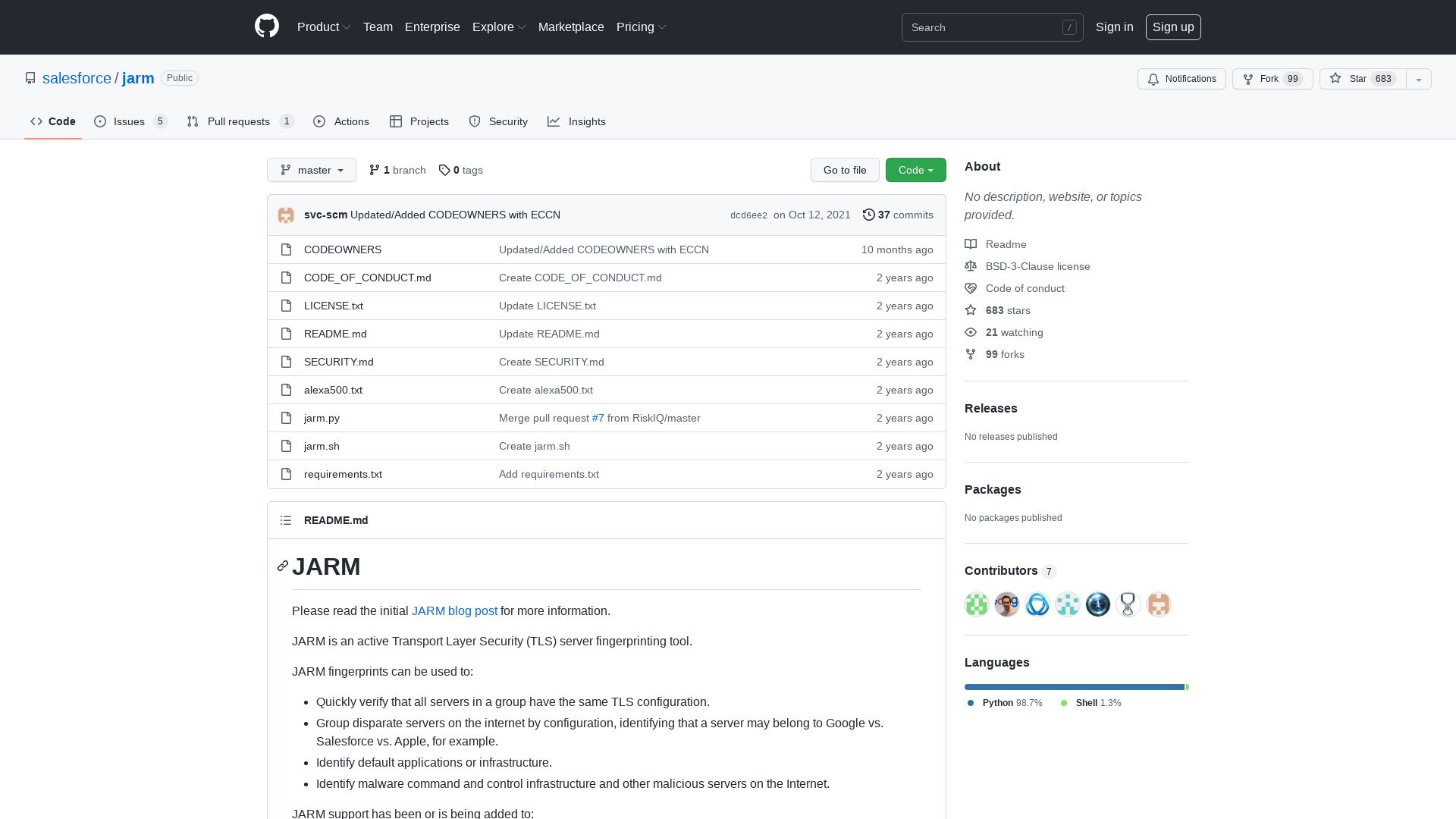 GitHub - salesforce/jarm