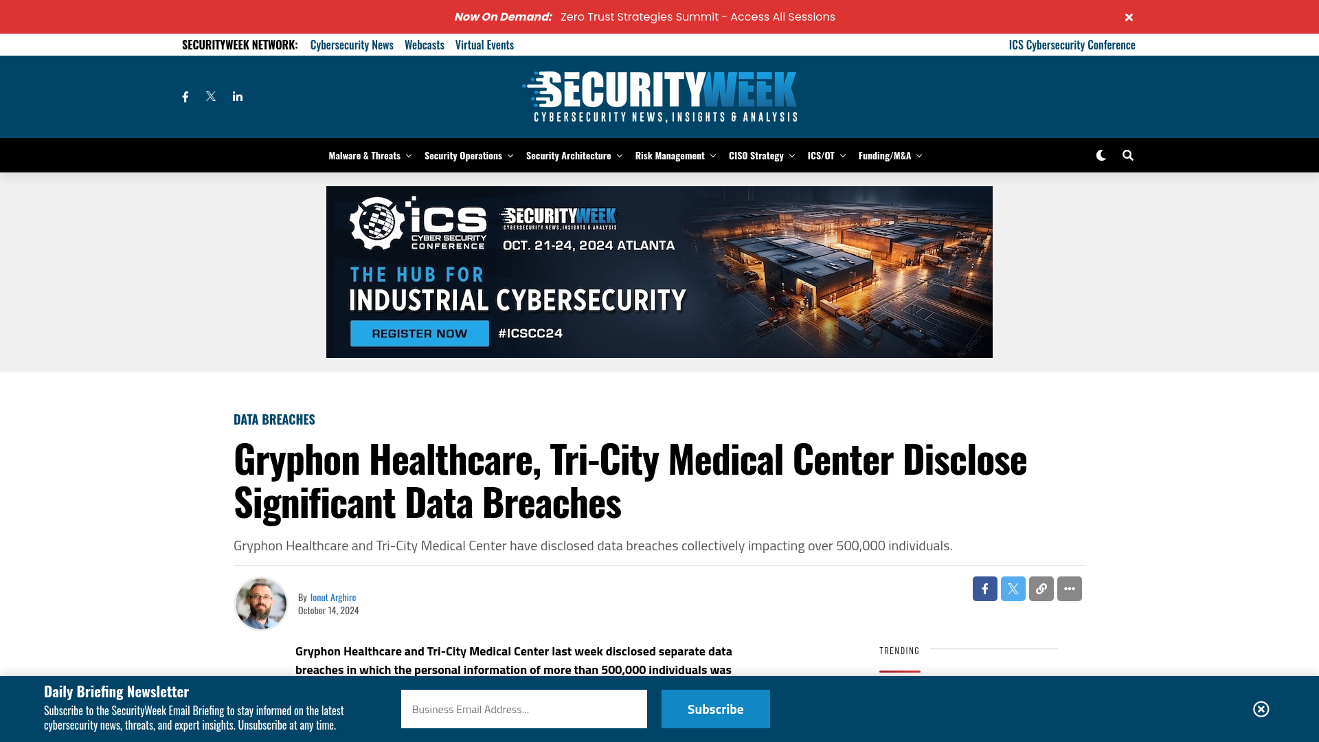 Gryphon Healthcare, Tri-City Medical Center Disclose Significant Data Breaches - SecurityWeek