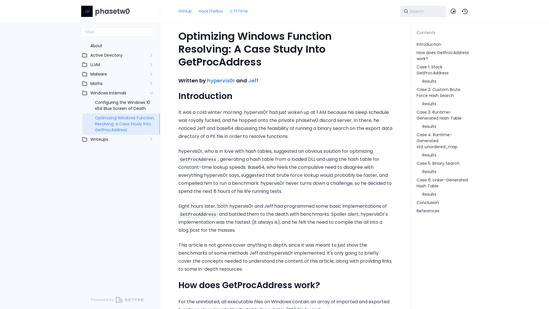 Optimizing Windows Function Resolving: A Case Study Into GetProcAddress - phasetw0