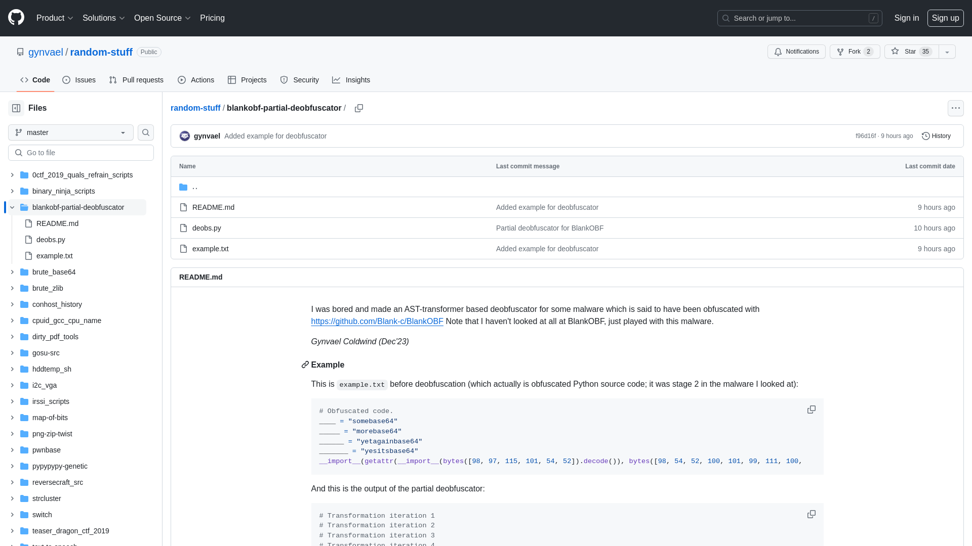 random-stuff/blankobf-partial-deobfuscator at master · gynvael/random-stuff · GitHub