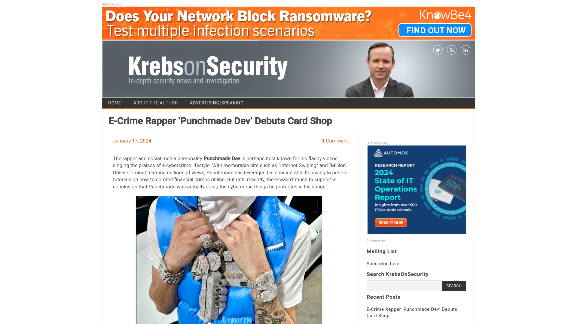 E-Crime Rapper ‘Punchmade Dev’ Debuts Card Shop – Krebs on Security