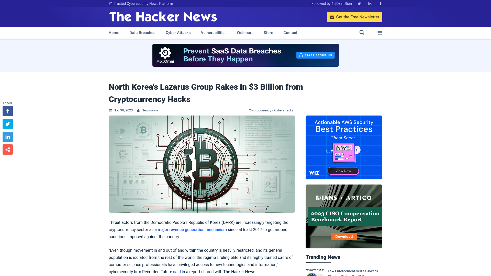 North Korea's Lazarus Group Rakes in $3 Billion from Cryptocurrency Hacks