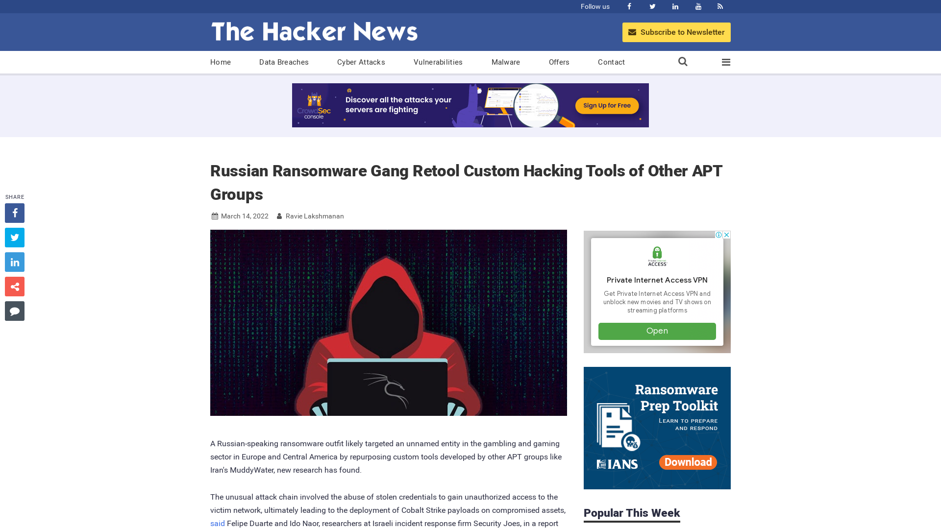 Russian Ransomware Gang Retool Custom Hacking Tools of Other APT Groups
