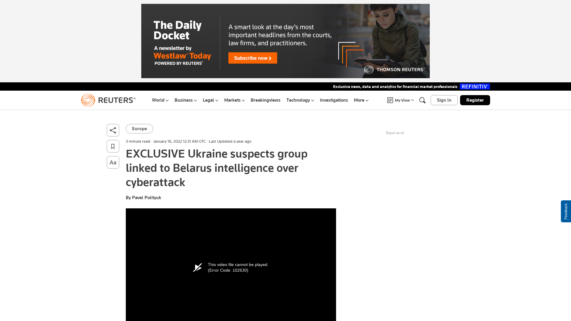EXCLUSIVE Ukraine suspects group linked to Belarus intelligence over cyberattack | Reuters