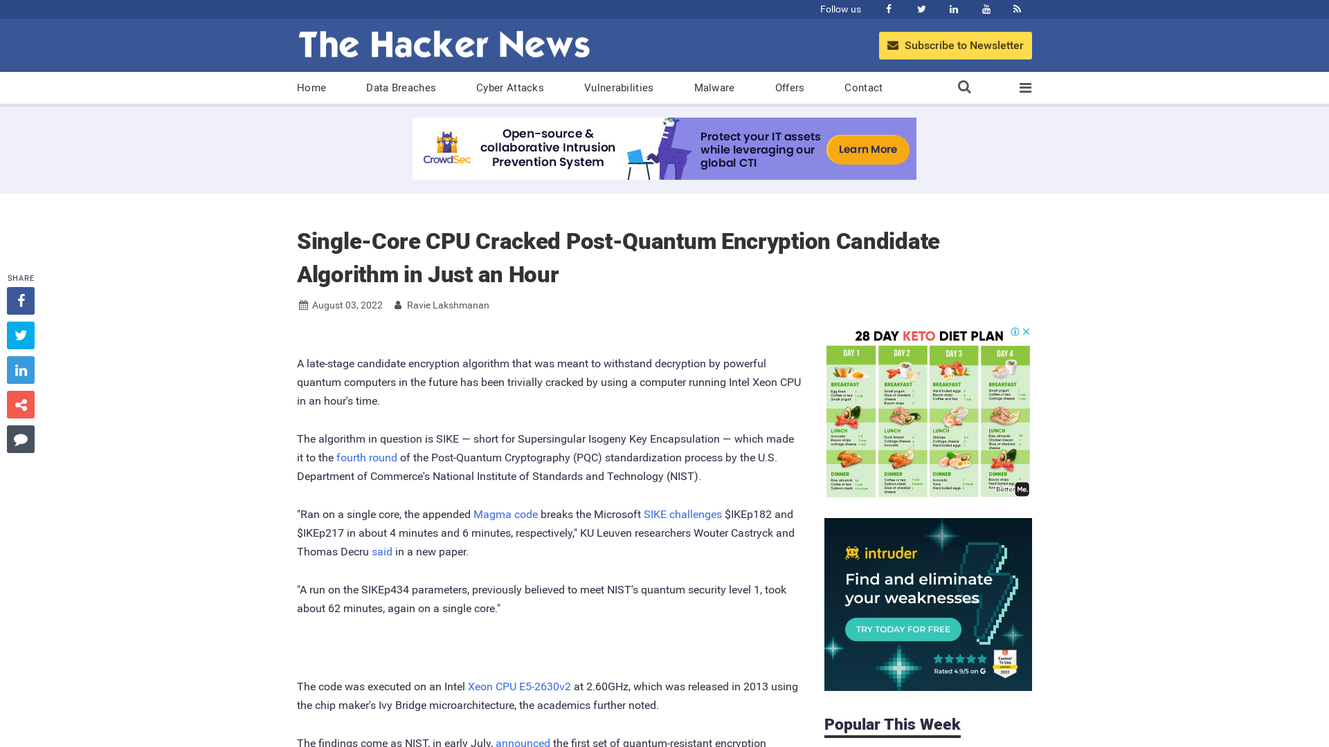 Single-Core CPU Cracked Post-Quantum Encryption Candidate Algorithm in Just an Hour