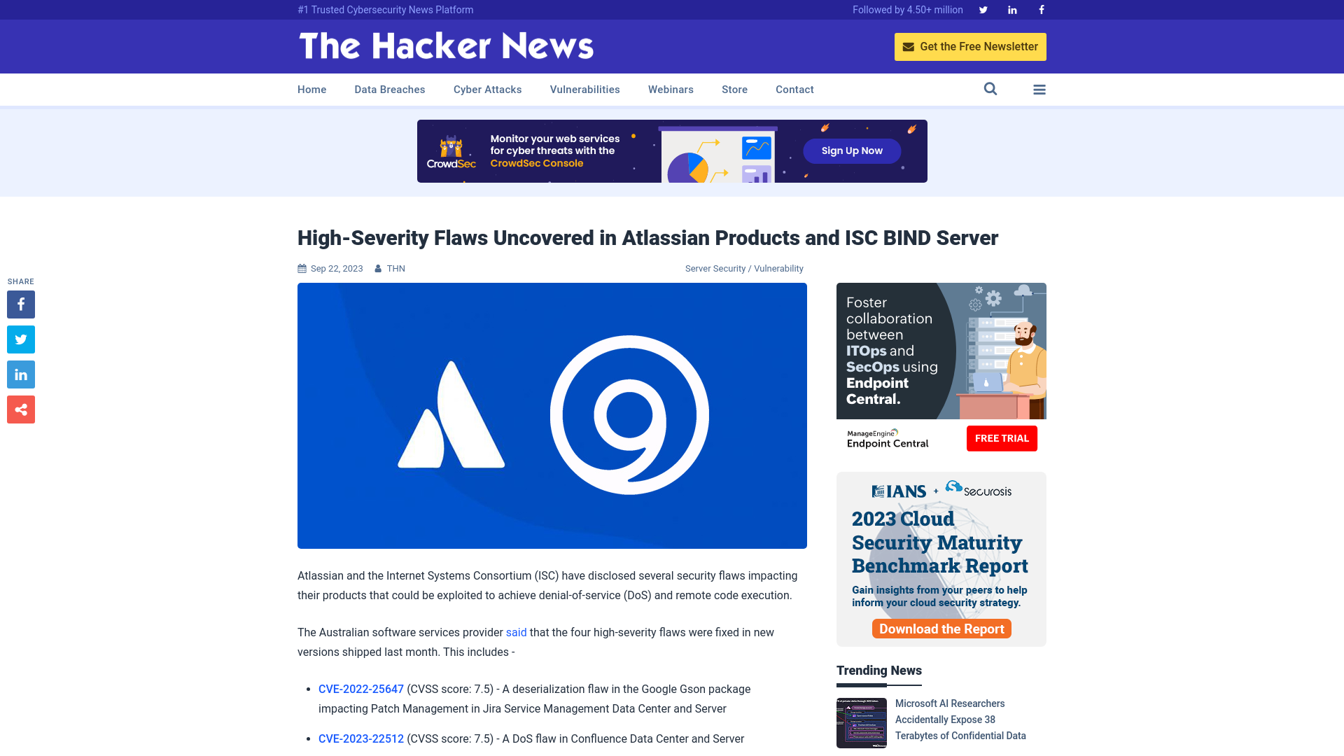 High-Severity Flaws Uncovered in Atlassian Products and ISC BIND Server