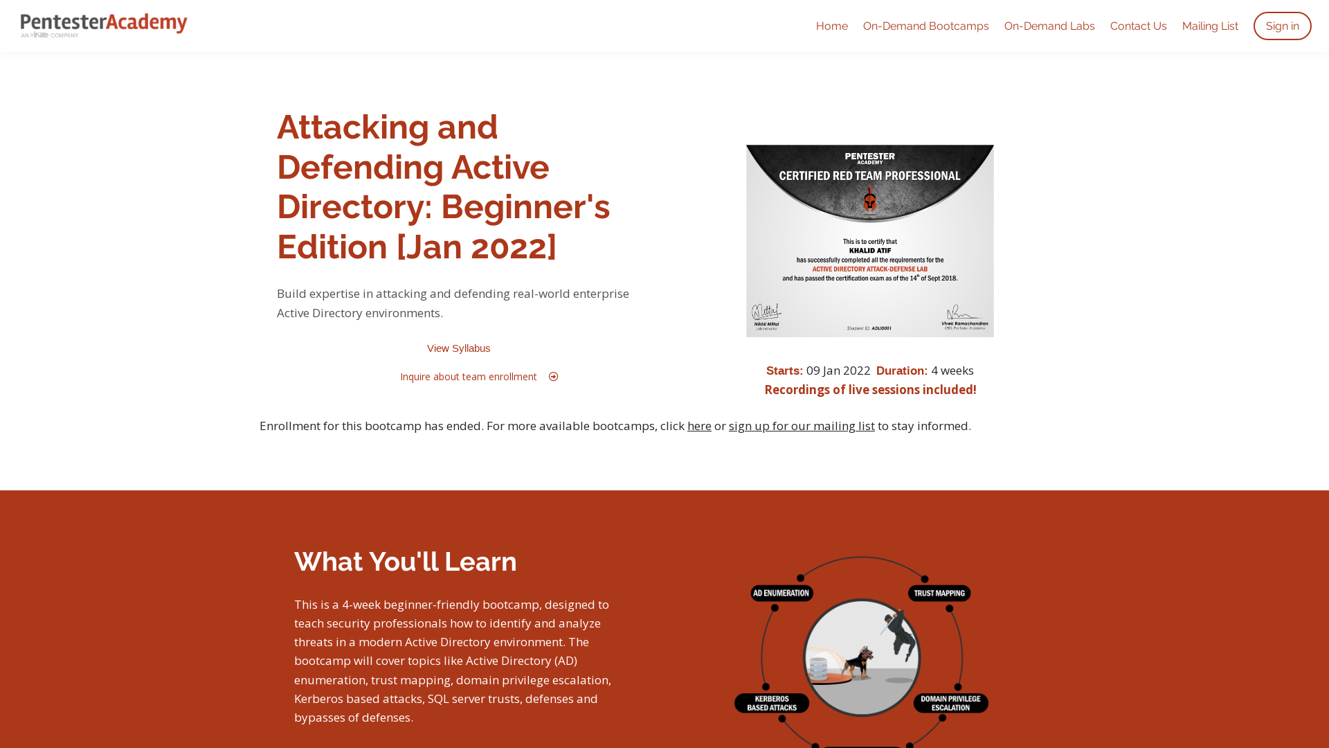 Active Directory Security Beginner Bootcamp [Jan 2022]: Earn CRTP | Pentester Academy