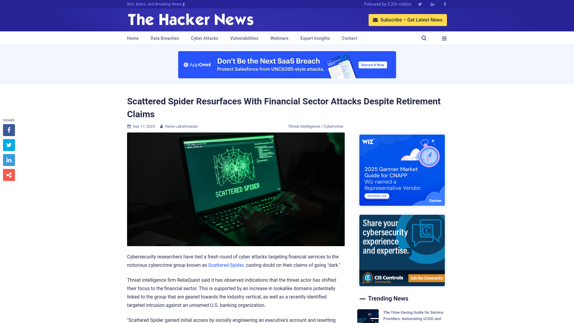 Scattered Spider Resurfaces With Financial Sector Attacks Despite Retirement Claims