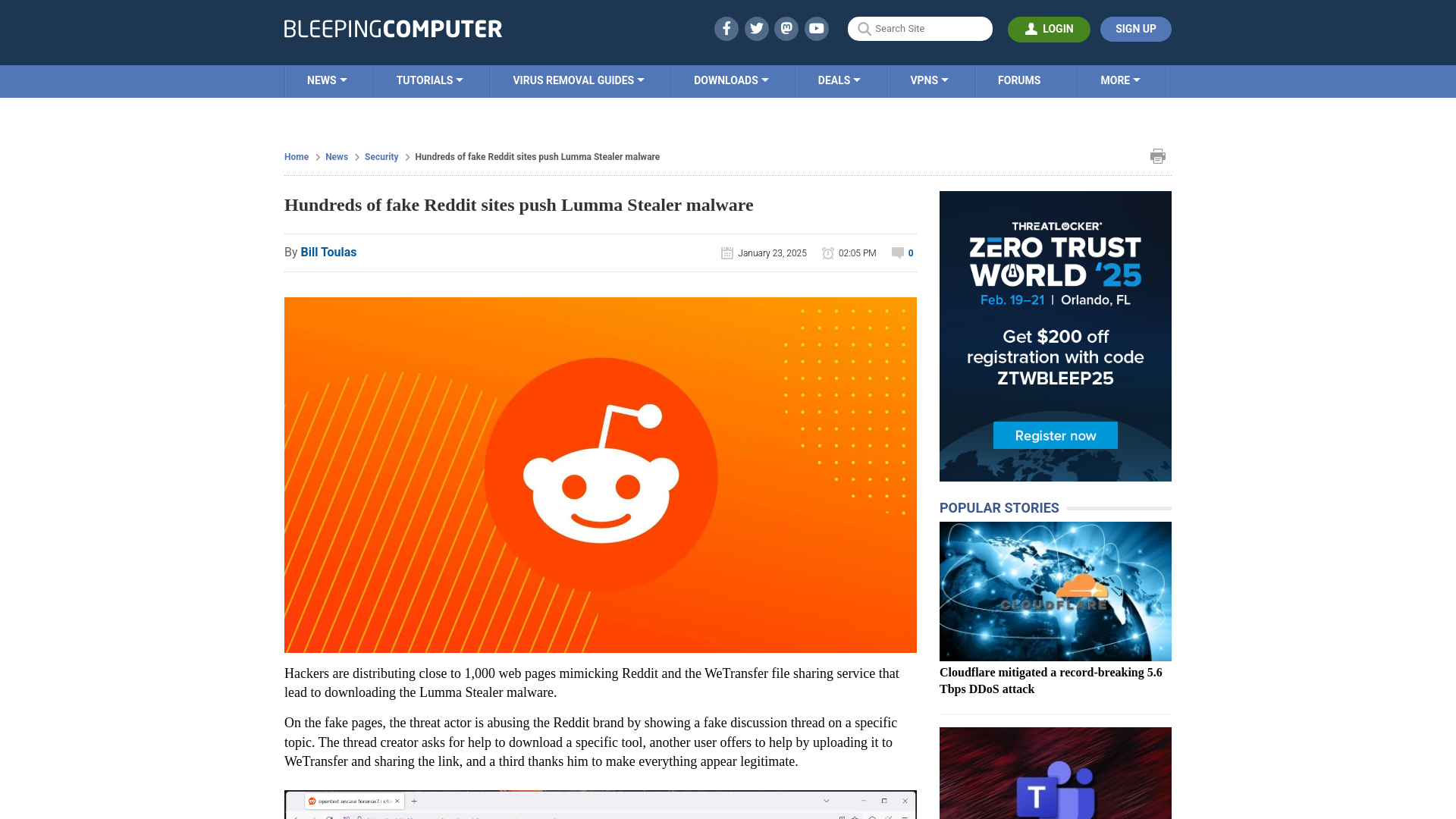 Hundreds of fake Reddit sites push Lumma Stealer malware