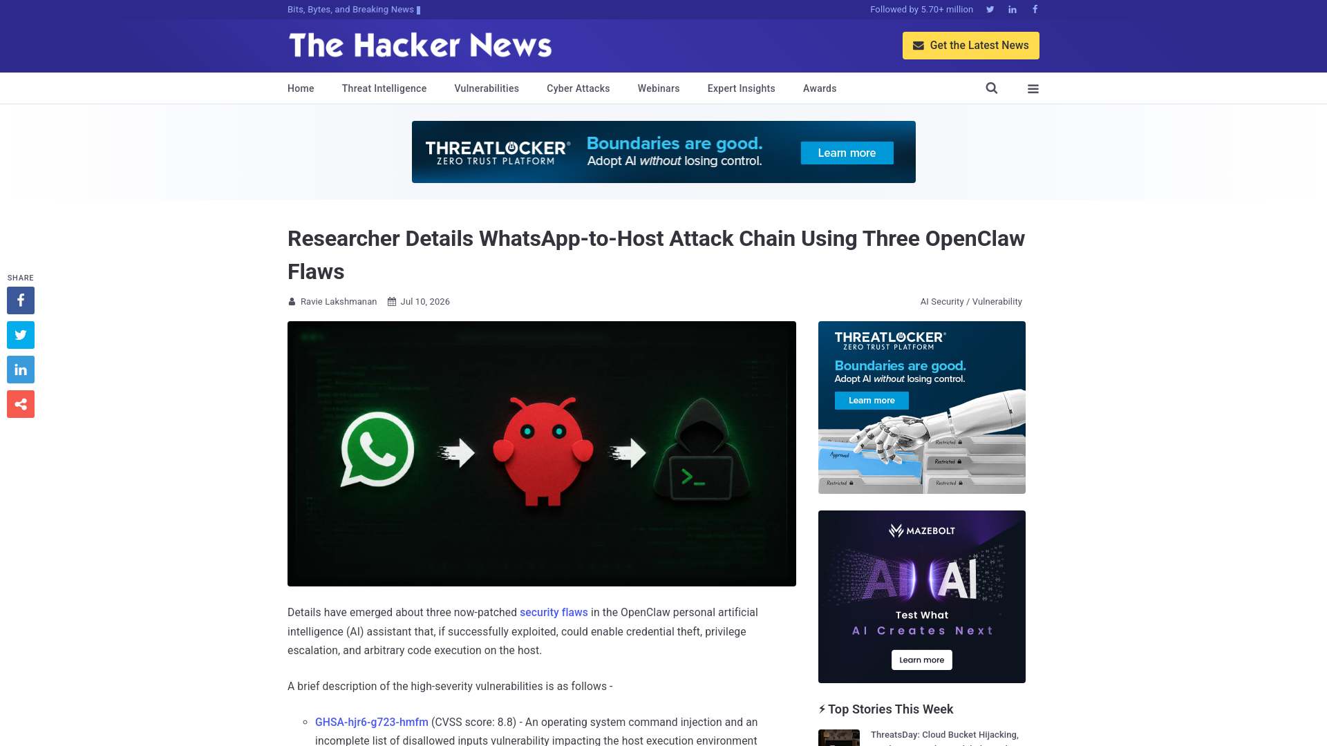 Researcher Details WhatsApp-to-Host Attack Chain Using Three OpenClaw Flaws